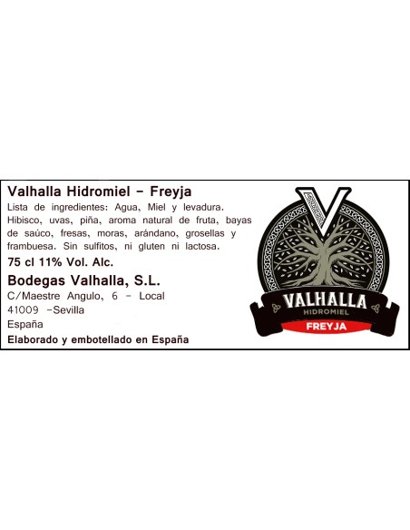 Valhalla Freyja - Botella de 75cl. Texto Informativo.